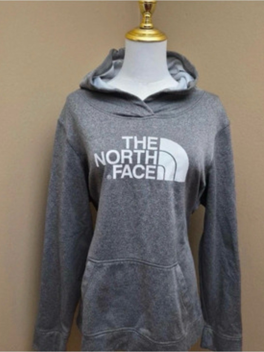 The North Face Gray Hoodie Sweatshirt with White Logo